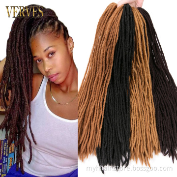 Soft Dreadlocks Synthetic Crochet Hair 12 strands/pcs Black Brown Crochet Braiding Hair For Women And Men 20'' Hair Piece